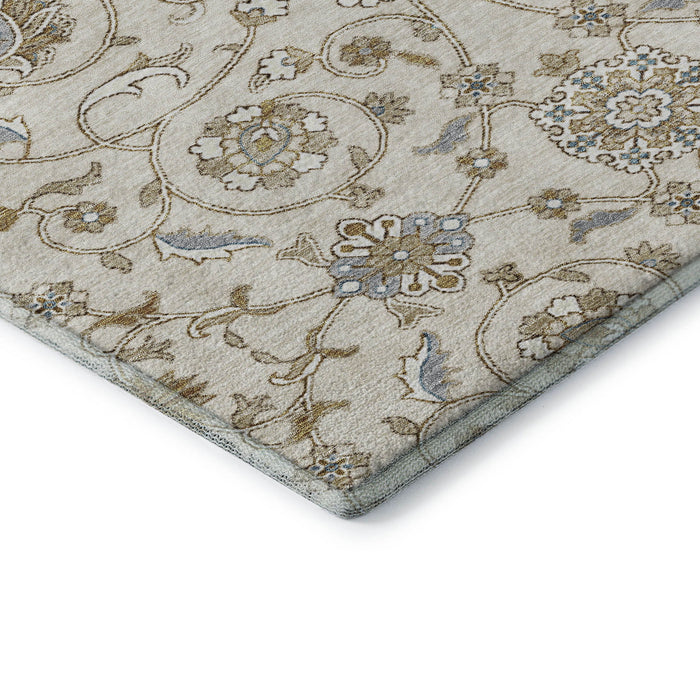 10' X 14' Moroccan Washable Area Rug With UV Protection (686813) - Ivory / Copper / Gray