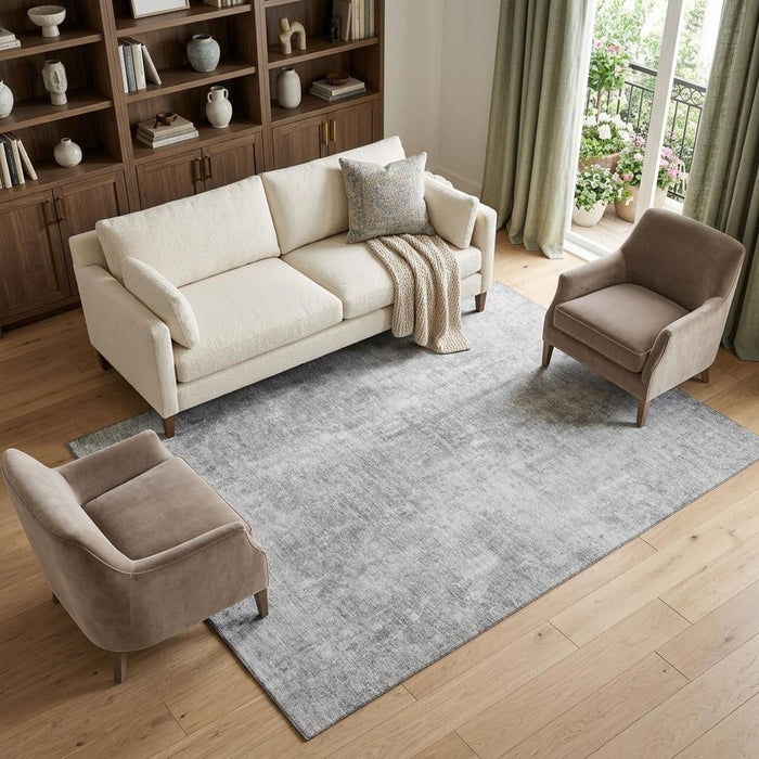 10' X 14' Abstract Washable Area Rug With UV Protection (654802) - Gray / Ivory