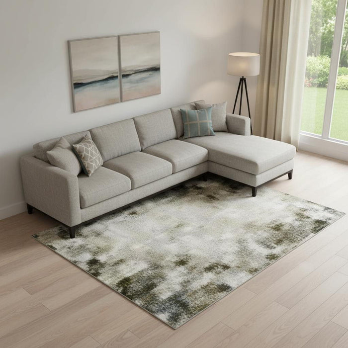 10' X 14' Striped Washable Area Rug With UV Protection (707791) - Blush / Sage / Gold