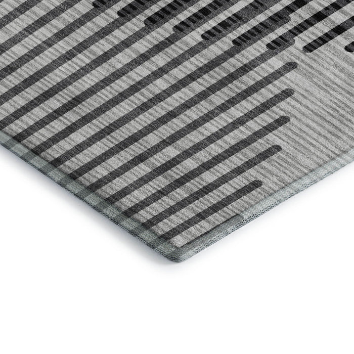 10' X 14' Geometric Washable Area Rug With UV Protection (678802) - Gray / Ivory