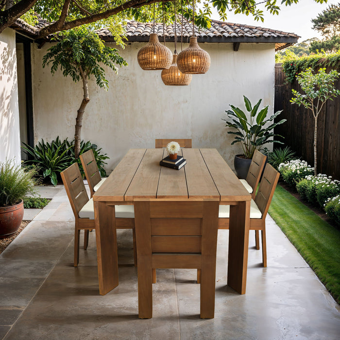 Mirella - Teak Wood 96" Outdoor Patio Dining Table - Natural