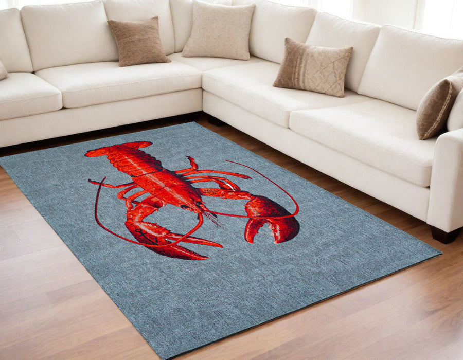 5' X 7' Abstract Washable Area Rug (552028) - Blue / Red