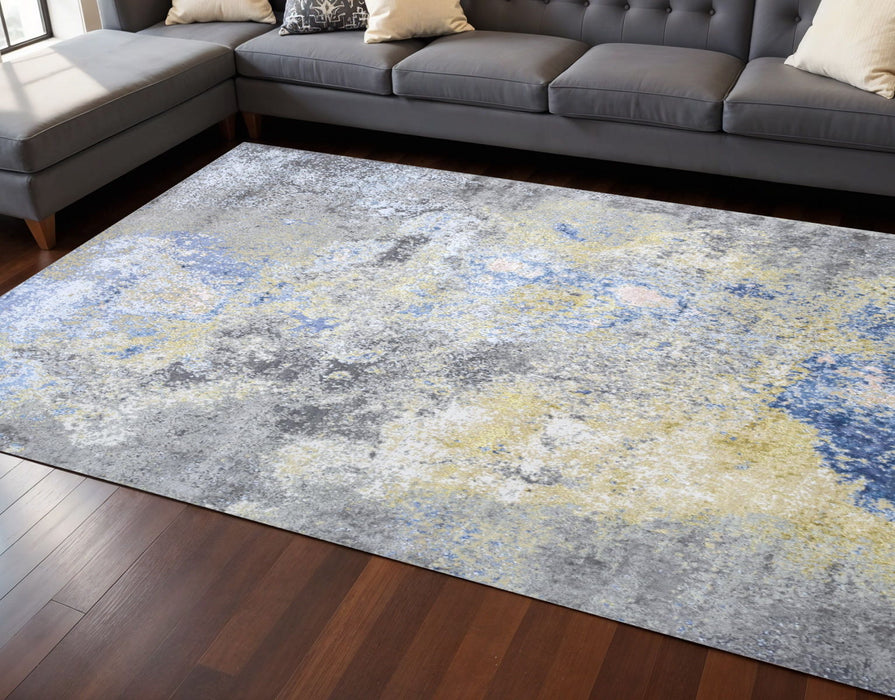 8' X 10' Abstract Hand Knotted Area Rug - Blue