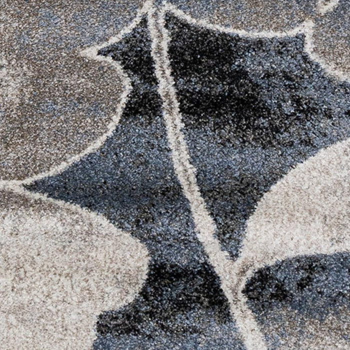 8' X 11' Botanical Leaves Area Rug (660174) - Blue / Cream / Black