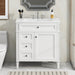 Giga bathroom vanity with top sink, storage cabinet, two drawers, and tip-out drawer, featuring modern design and clean lines.