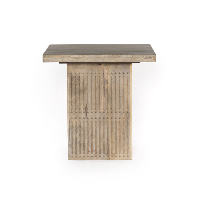 Solid Wood Square End Table - Brushed Ivory