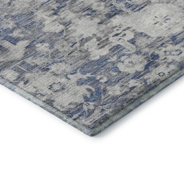 10' X 14' Floral Washable Area Rug With UV Protection (693294) - Blue / Gray / Silver