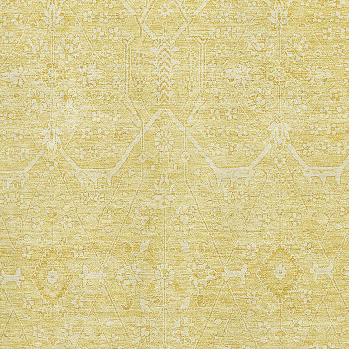 10' X 14' Floral Washable Area Rug With UV Protection (691758) - Gold / Ivory