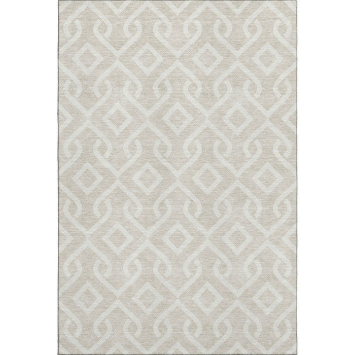 8' X 10' Geometric Washable Area Rug With UV Protection (652459) - Beige / Ivory