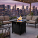 Giga outdoor 2-in-1 propane fire pit table with dual burners, lava rocks, waterproof cover, black finish, perfect for outdoor heating.