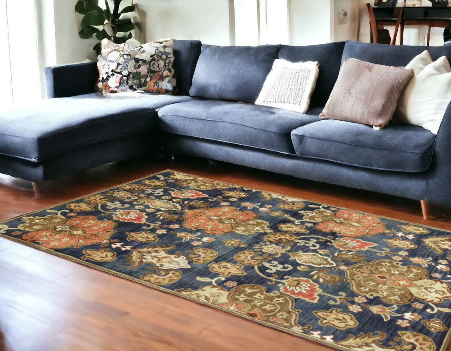 9' x 13' Hand Tufted Floral Indoor Area Rug - Navy Blue