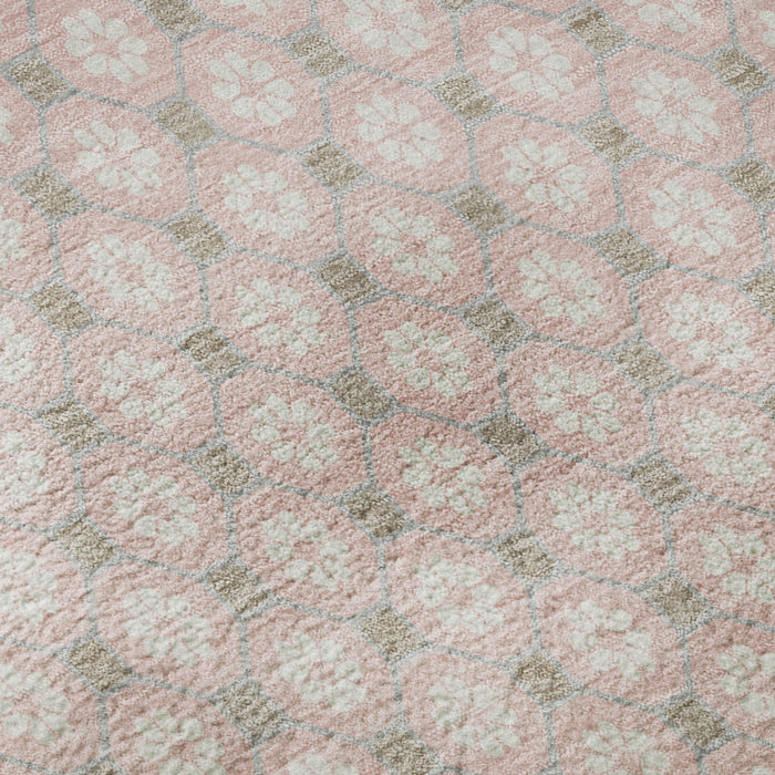 10' X 14' Geometric Washable Area Rug With UV Protection (693666) - Pink / Ivory / Gray