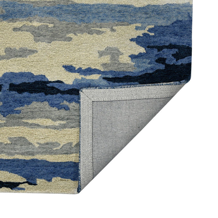 5' X 8' Wool Abstract Hand Tufted Area Rug - Navy Blue