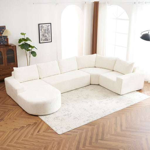 Giga U-shaped oversized modular cloud sectional sofa with deep seats, perfect for modern living room lounging and seating.
