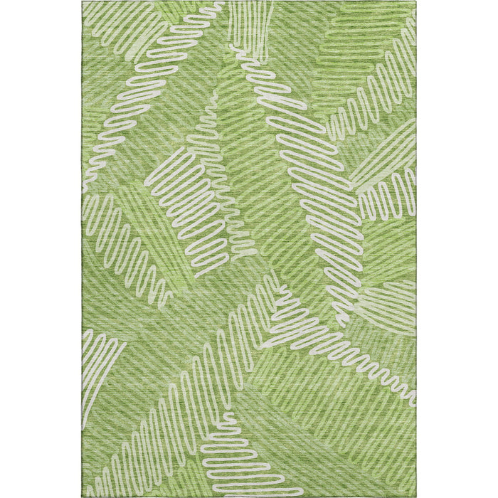 10' X 14' Floral Washable Area Rug With UV Protection (671912) - Lime Green / Ivory