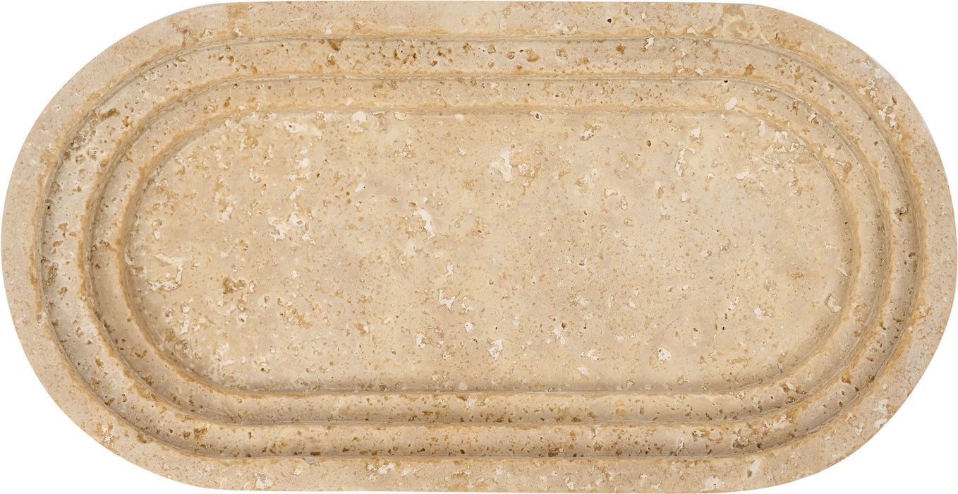 Genuine marble tray by Meridian Furniture featuring a sleek travertine surface, perfect for elegant home decor or serving.