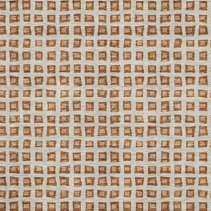 8' X 10' Copper Geometric Washable Area Rug With UV Protection - Rust