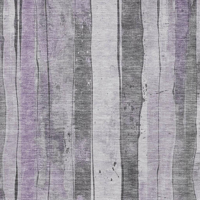 10' X 14' Striped Washable Area Rug With UV Protection (706469) - Lavender / Gray / Silver