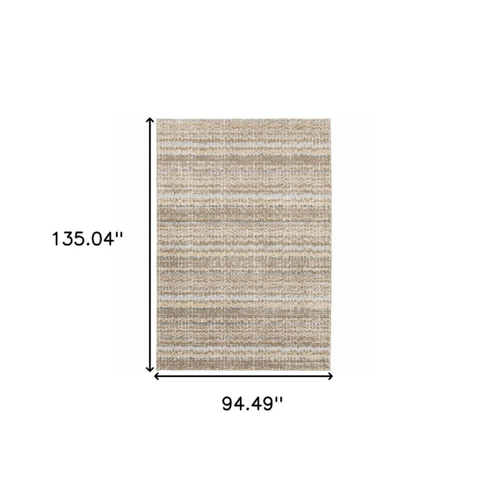 8' x 11' Abstract Power Loom Area Rug - Ivory And Gray