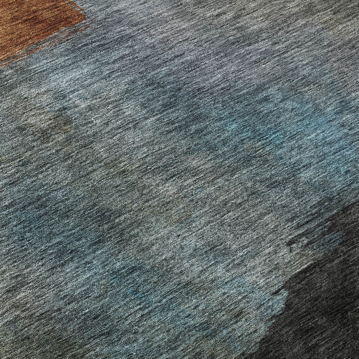 10' X 14' Abstract Washable Area Rug With UV Protection (684280) - Copper / Ivory / Teal