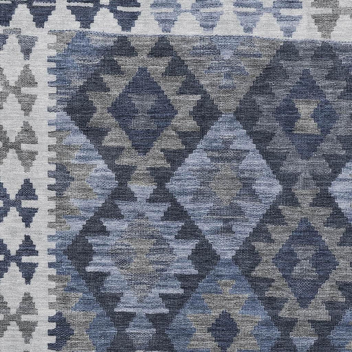 10' X 14' Tribal Washable Area Rug With UV Protection (707947) - Navy Blue / Ivory