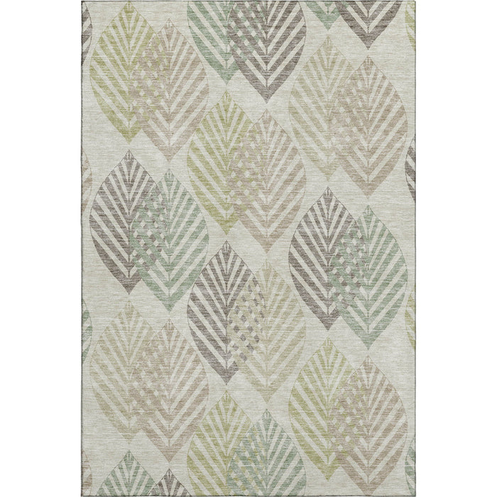 8' X 10' Floral Washable Area Rug With UV Protection - Taupe