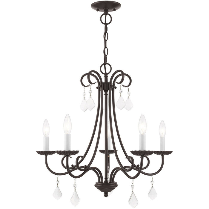 22" Five-Light Dimmable Chandelier With Shades - Bronze