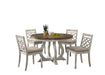 Giga Havanna 5-piece vintage walnut dining set with round table and off-white chairs, perfect for modern dining rooms.