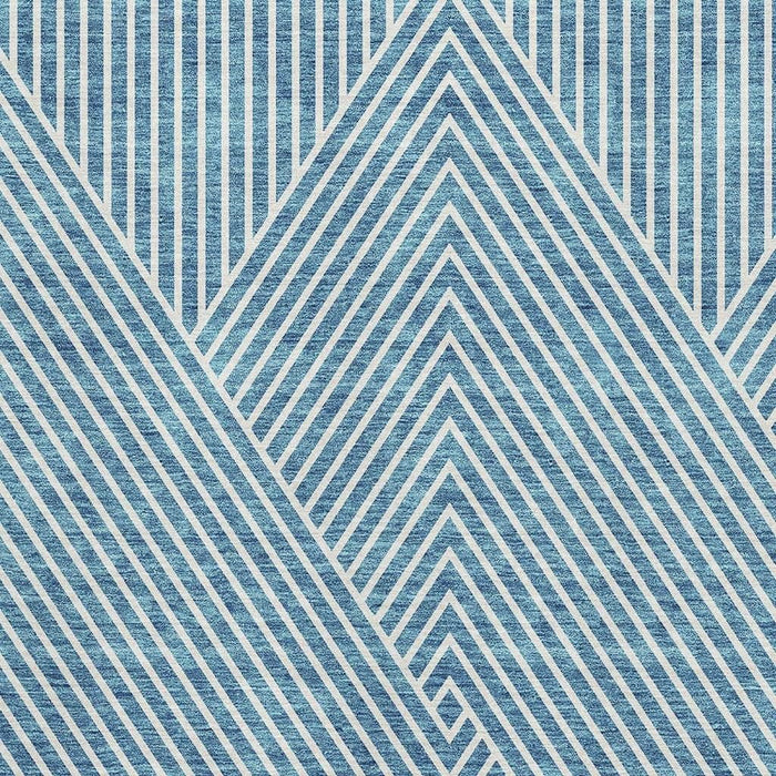 10' X 14' Geometric Washable Area Rug With UV Protection (674676) - Teal / Ivory