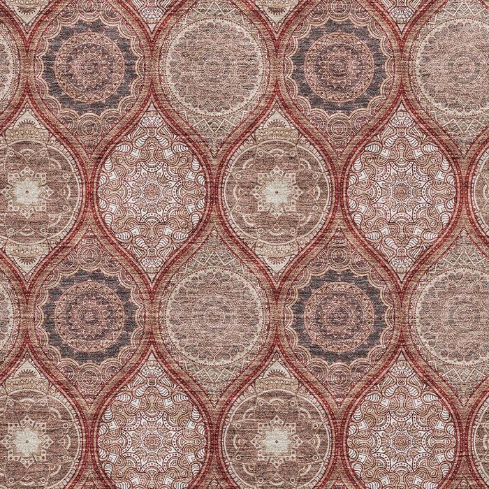 10' X 14' Ogee Washable Area Rug With UV Protection (677118) - Rust / Beige / Brick Red