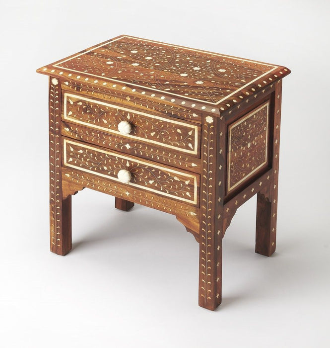 Solid Wood Frame Standard Accent Chest With Two Drawers - Brown And White