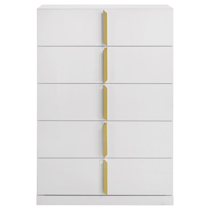 Ines - 5-Drawer Bedroom Chest Of Drawers - White High Gloss