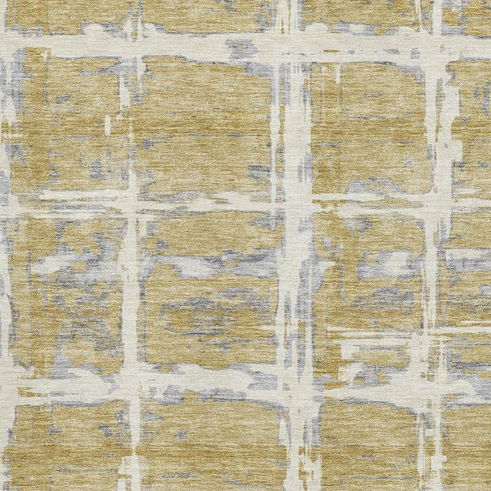 8' X 10' Striped Washable Area Rug With UV Protection - Gold
