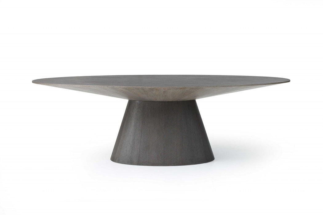 95" Rounded Solid Wood Pedestal Base Dining Table - Gray