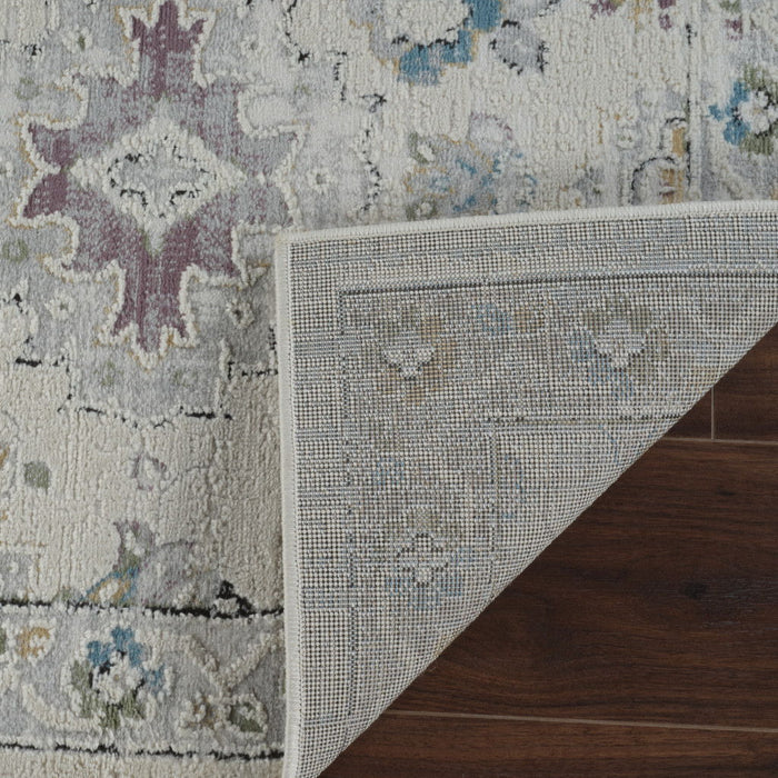 8' x 11' Abstract Distressed Polypropylene Area Rug - Cream And Beige