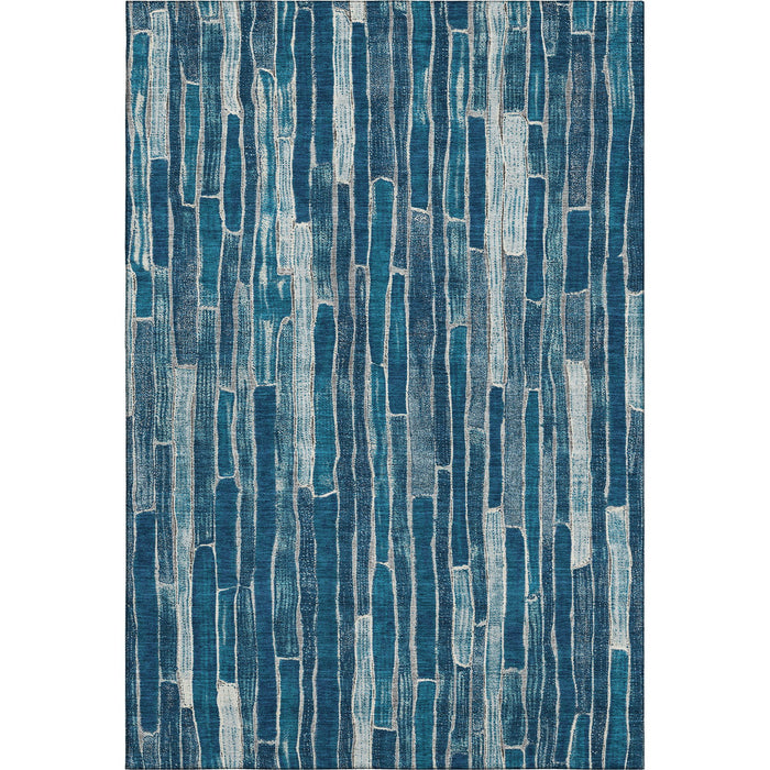 10' X 14' Striped Washable Area Rug With UV Protection (692850) - Blue / Ivory
