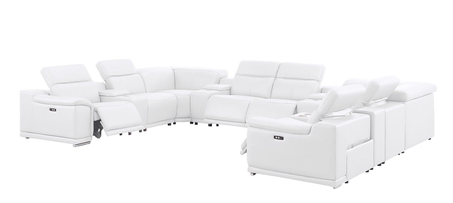 Leather Modular U Shaped Twelve Piece Corner Sectional With Console - White