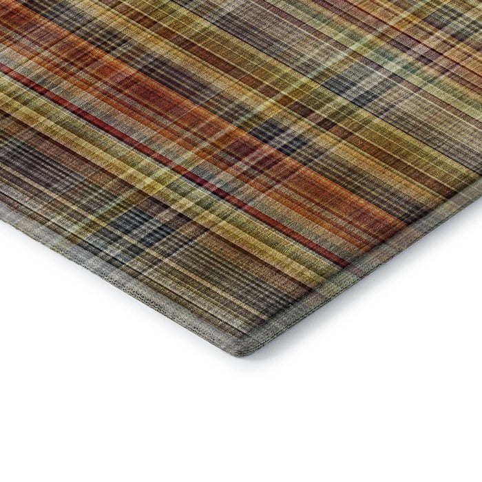 10' X 14' Plaid Washable Area Rug With UV Protection (648286) - Rust / Gold / Green