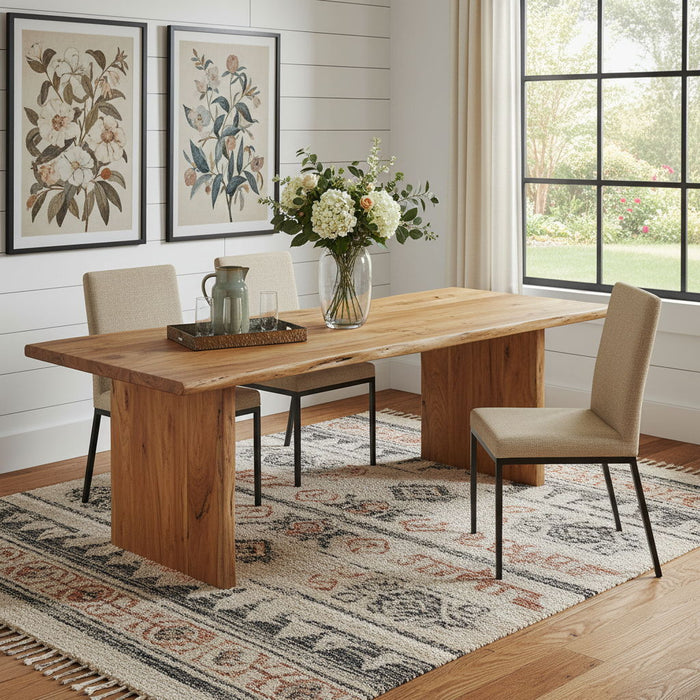 108" Solid Wood Live Edge Sled Base Dining Table - Natural