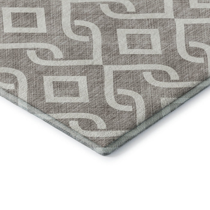 10' X 14' Geometric Washable Area Rug With UV Protection (652599) - Taupe / Ivory