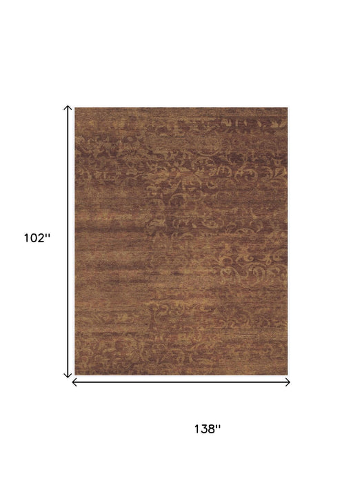 9' X 12' Wool Floral Hand Knotted Area Rug (744345) - Brown / Red