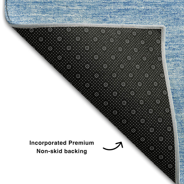 10' X 14' Abstract Washable Area Rug With UV Protection (656561) - Blue / Ivory