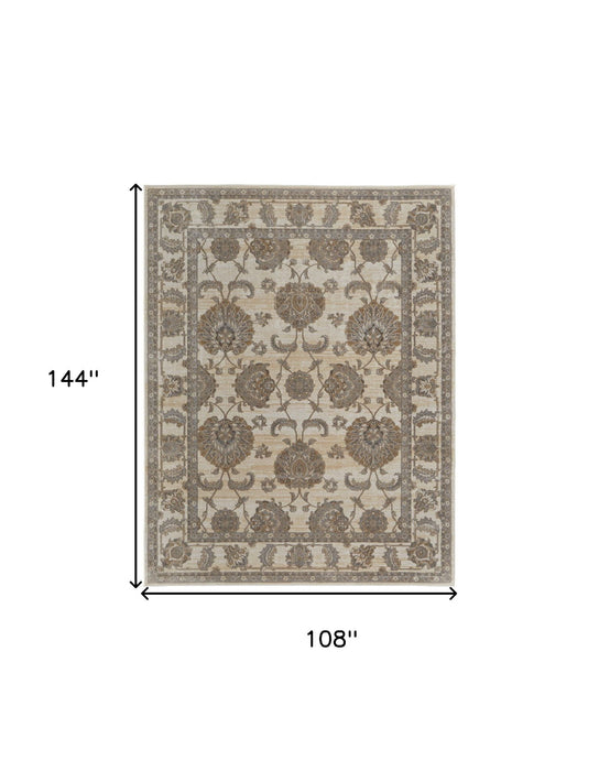 9' x 12' Power Loom Area Rug - Tan Ivory And Brown