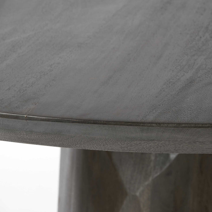 Rounded Solid Wood Pedestal Base Dining Table - Brown