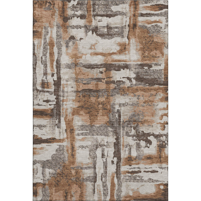 10' X 14' Abstract Washable Area Rug With UV Protection (714655) - Rust / Brown