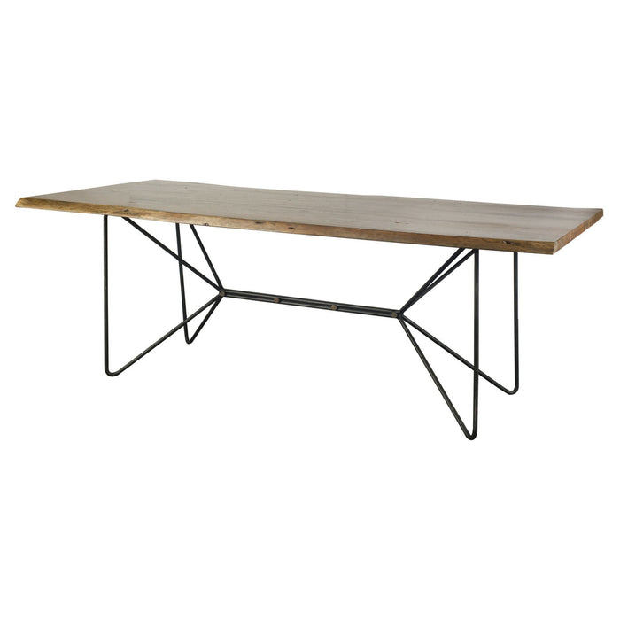 84" Solid Wood And Metal Trestle Base Dining Table - Natural