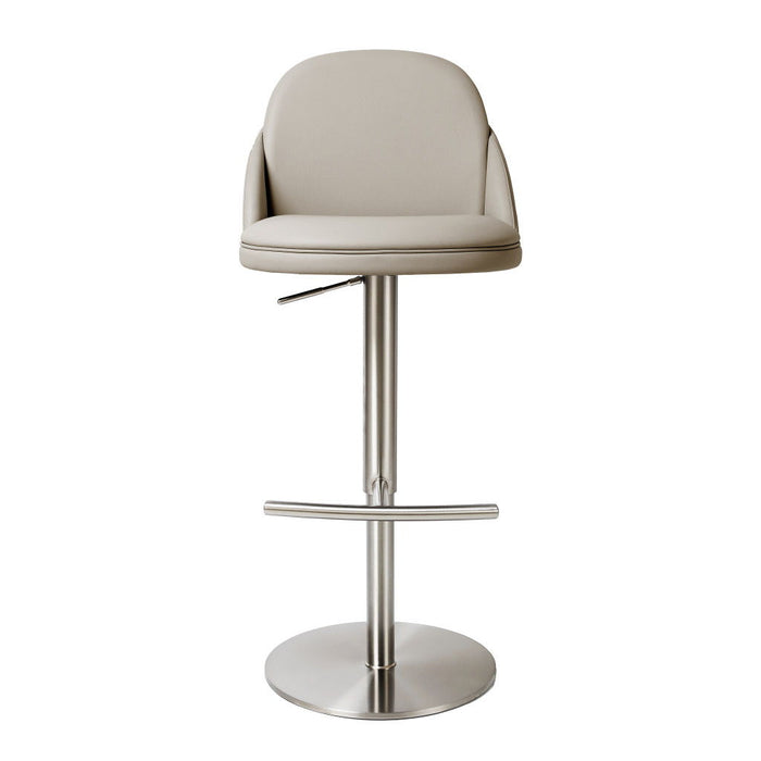 Faux Leather Adjustable Height Swivel Bar Chair - Gray / Silver