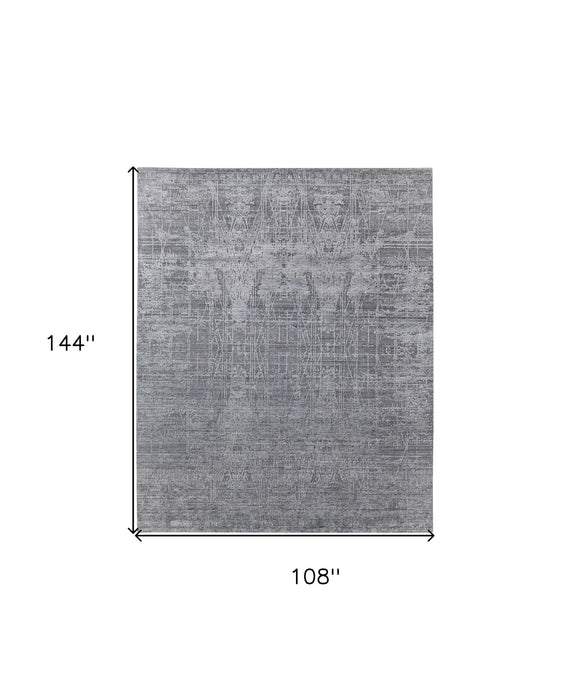 9' x 12' Abstract Hand Woven Worn Faded Area Rug - Gray