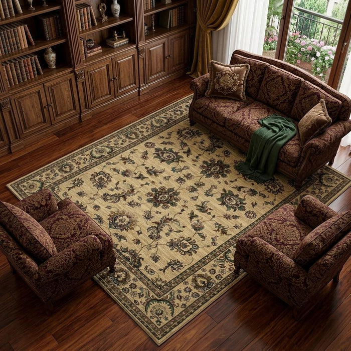 10' X 13' Oriental Area Rug (574385) - Ivory / Green