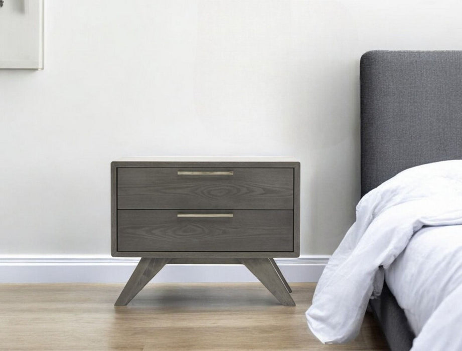 Modern Nightstand With Two Drawers - Gray Wash
